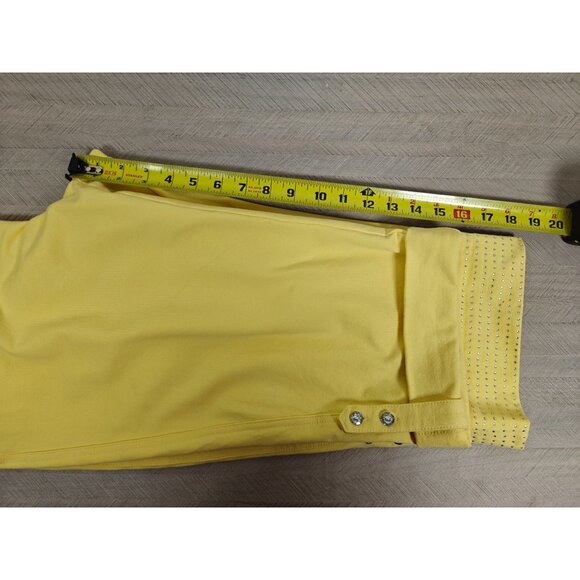 DreamJeannes Quacker Factory  Womens M Yellow Pull On Crop Capri Pants - Picture 8 of 10